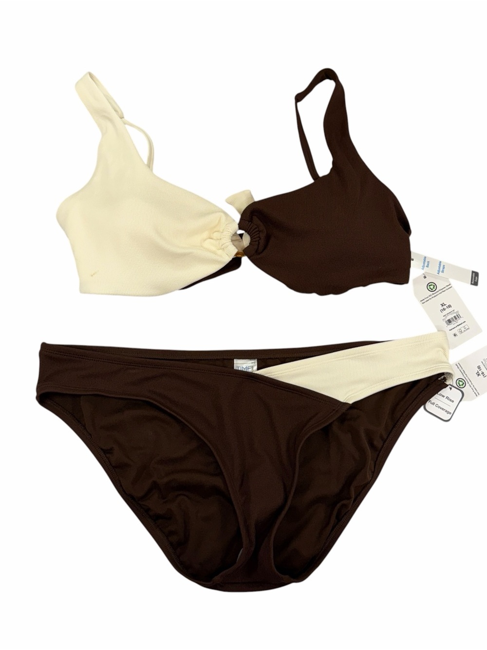 Two-Tone Brown and Cream Women’s Bikini Set - Picture 1 of 4